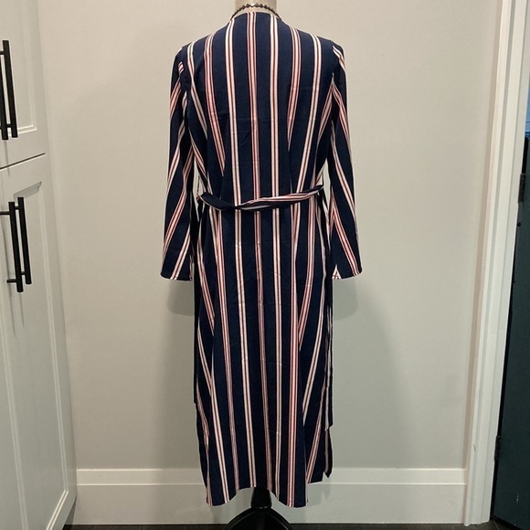 BLEUH Ciel Blue & Red Striped Duster Jacket Medium - Picture 12 of 16